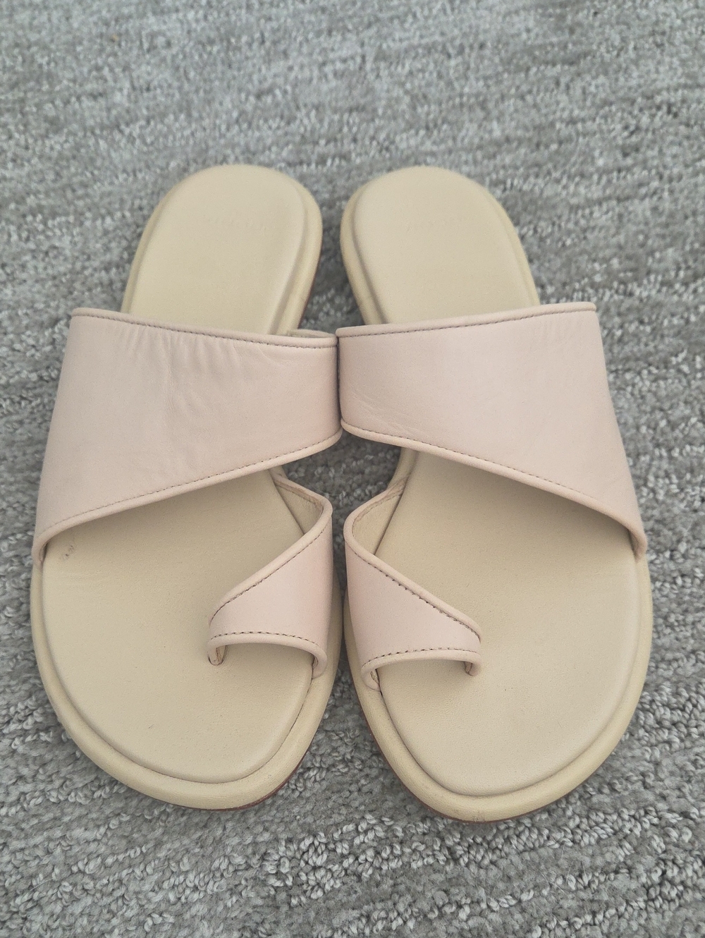 Vince Pale Blush Crossover Toe-Loop Slide Sandals